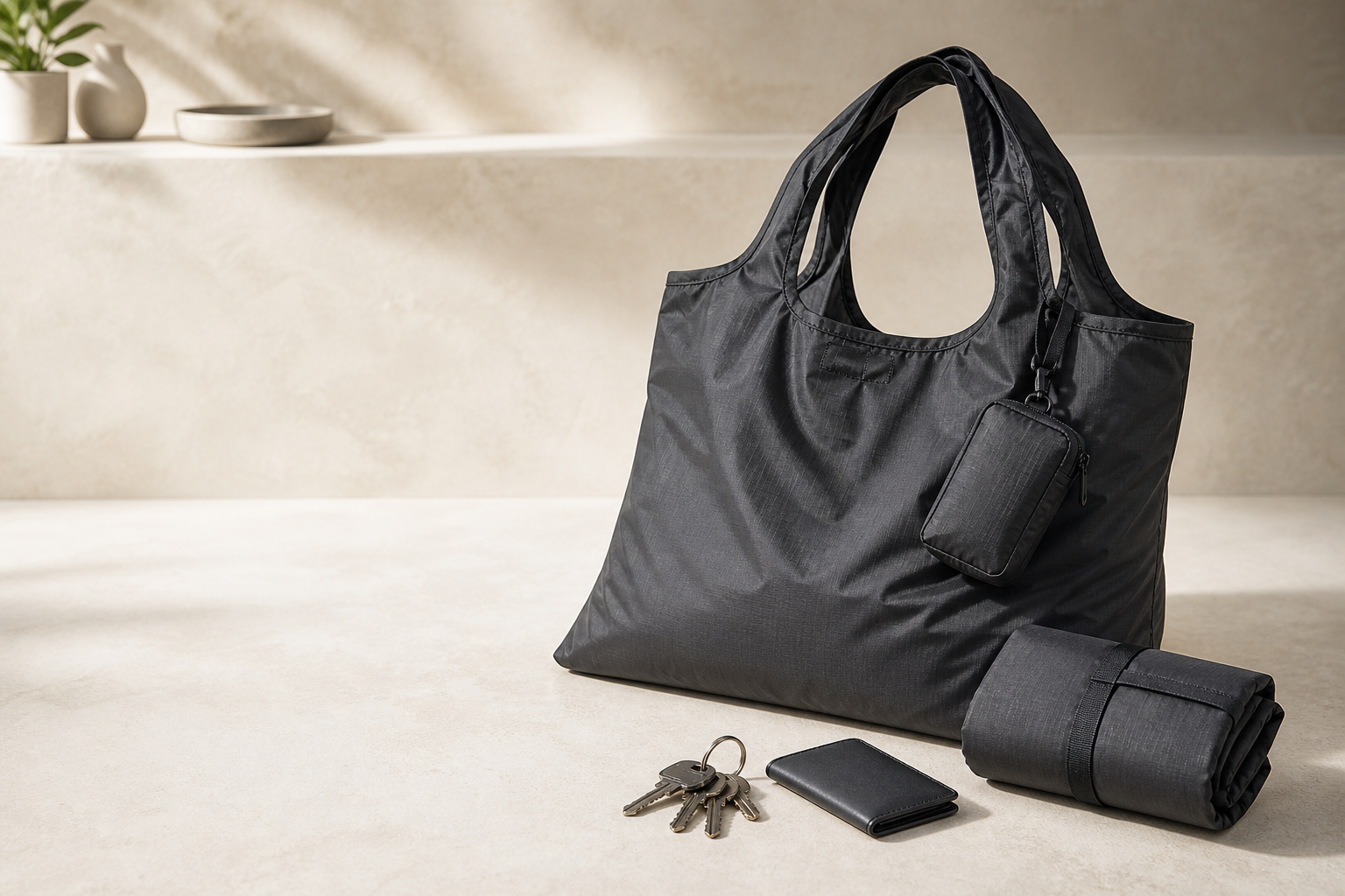 Attached Pouch Fold Tote