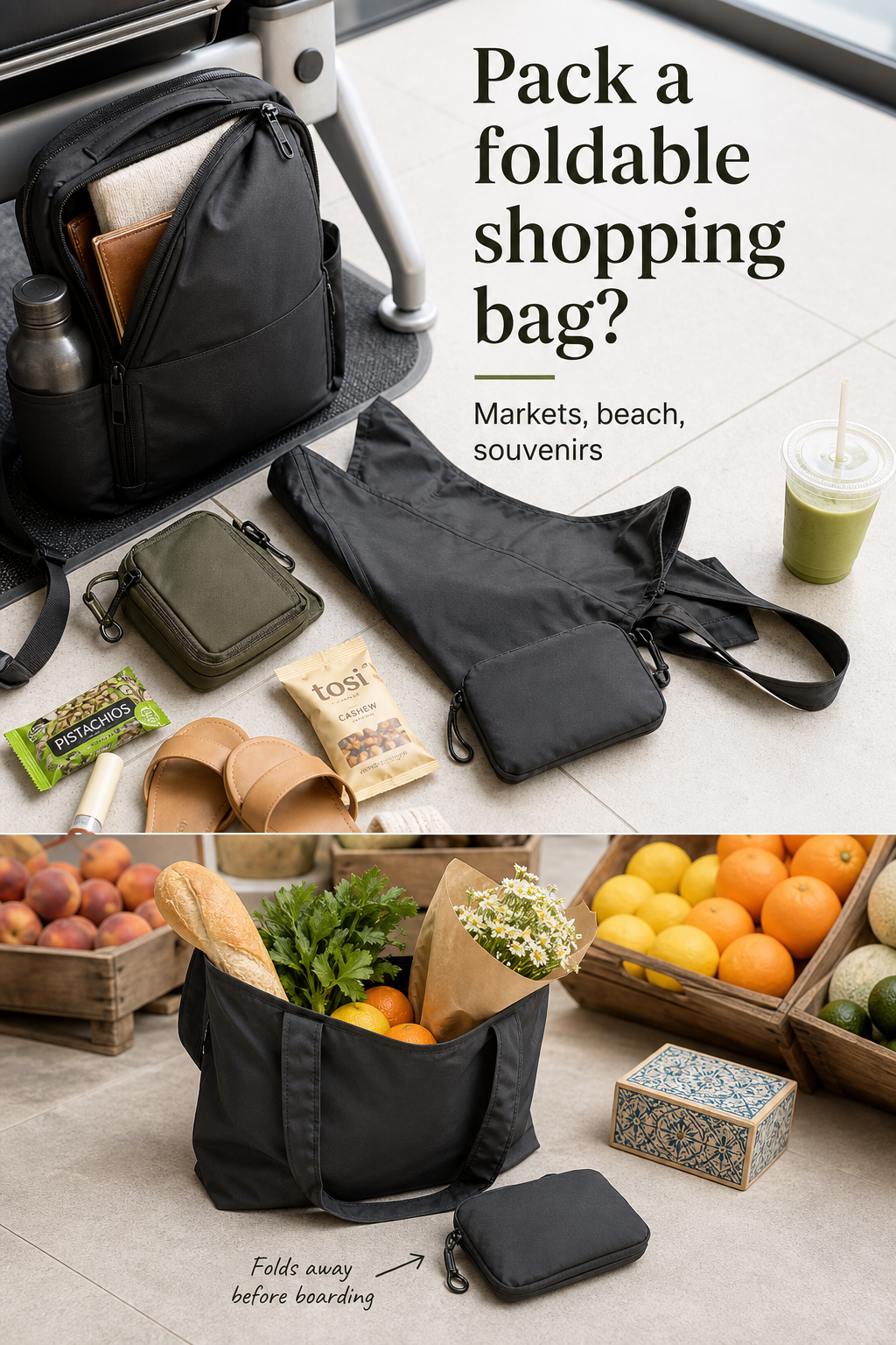 Attached Pouch Fold Tote