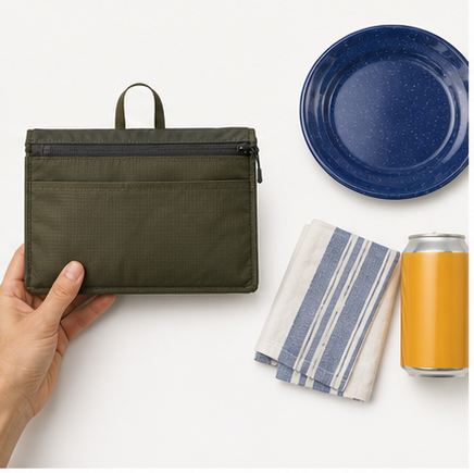 PicnicRail Outdoor Caddy scale detail studio product photo