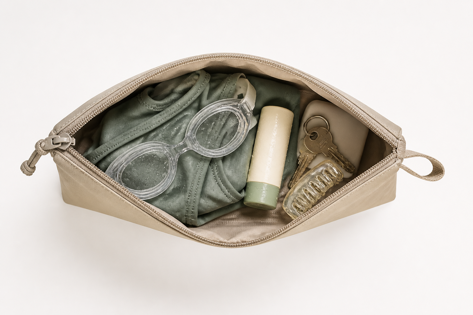PoolLoop Wet Pouch top open layout studio product photo