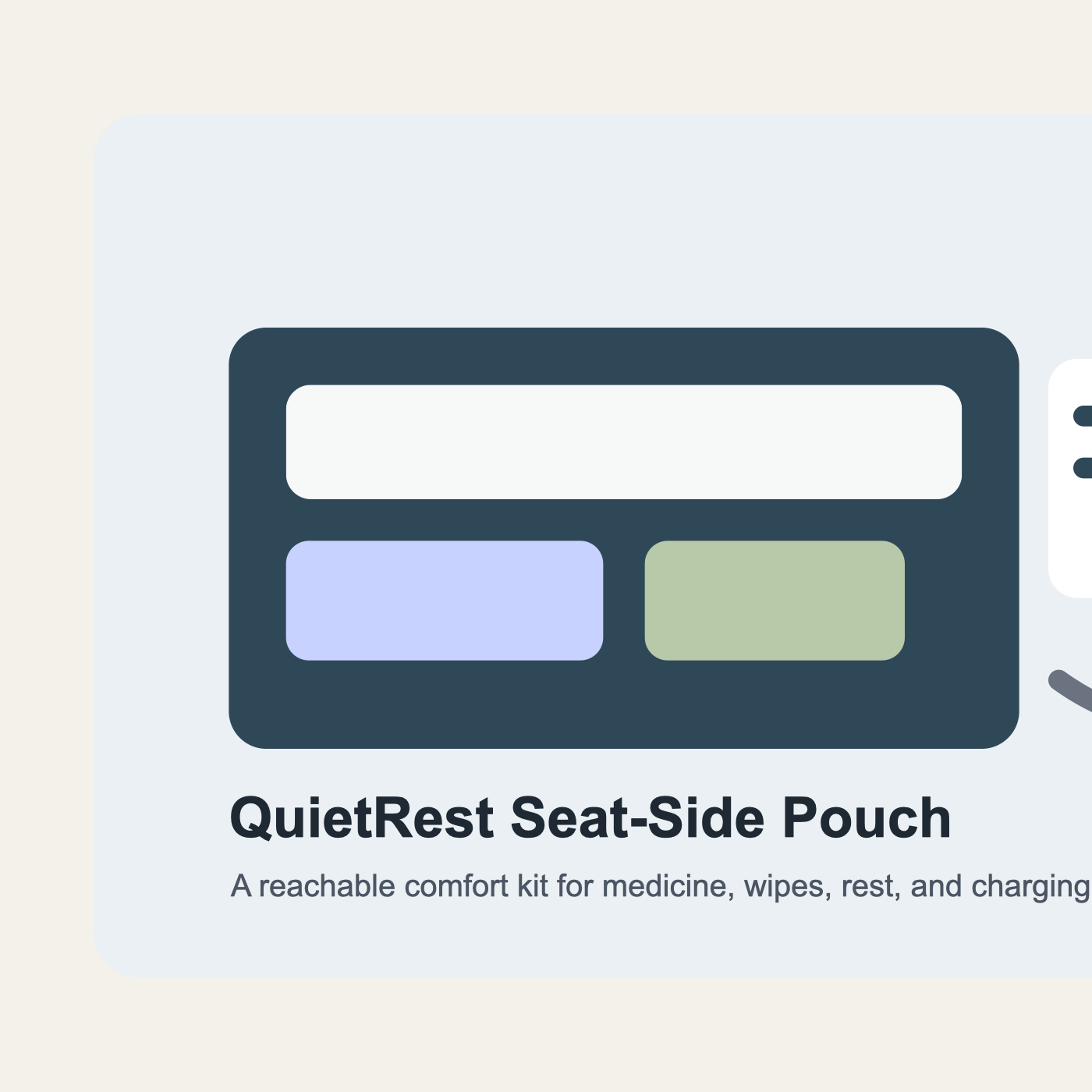 QuietRest Seat-Side Pouch in-use lifestyle photo