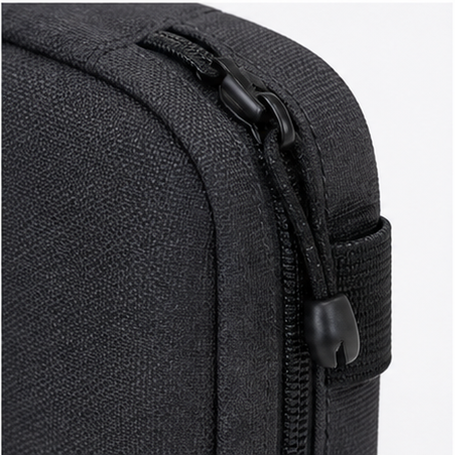 QuietRest Seat-Side Pouch material and zipper close-up product photo