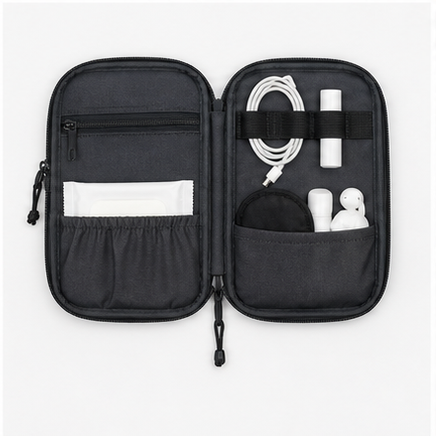 QuietRest Seat-Side Pouch interior organization studio product photo