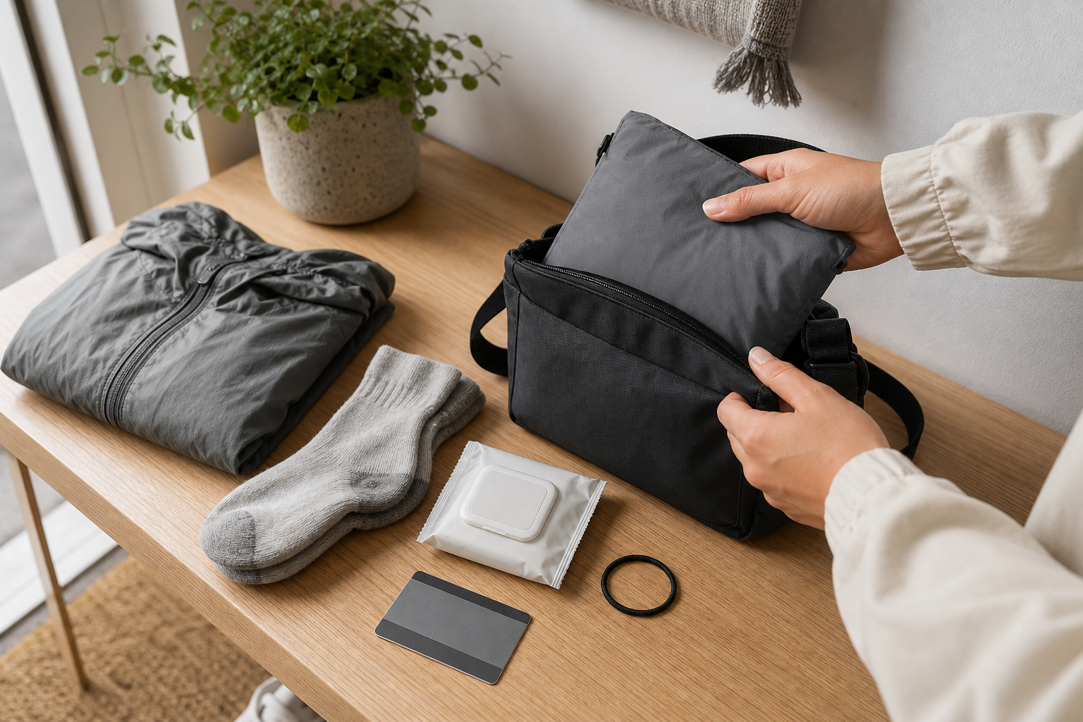 RainFold Outfit Pouch in-use lifestyle photo