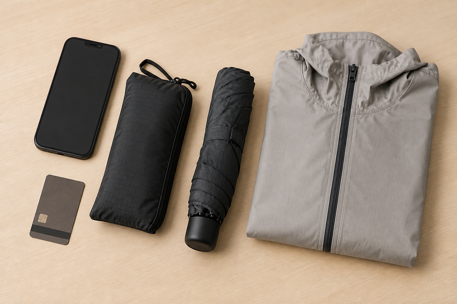 RainFold Outfit Pouch scale detail studio product photo