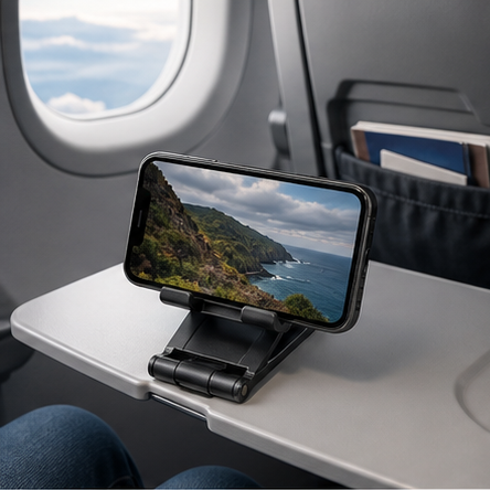 SeatClip Flight Phone Stand in-use lifestyle photo