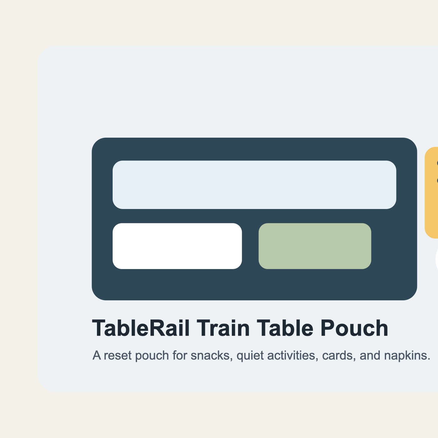 TableRail Train Table Pouch in-use lifestyle photo